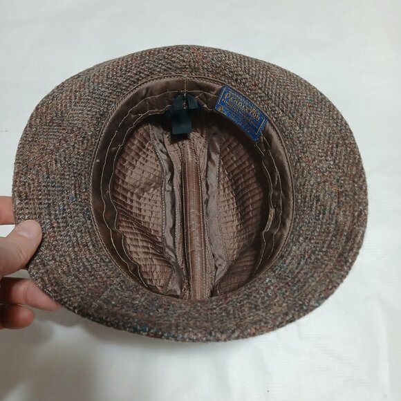 Vintage 1960's Pendleton 100% Virgin Wool Fedora Bucket Hat Cap Made in USA Med - Picture 5 of 9